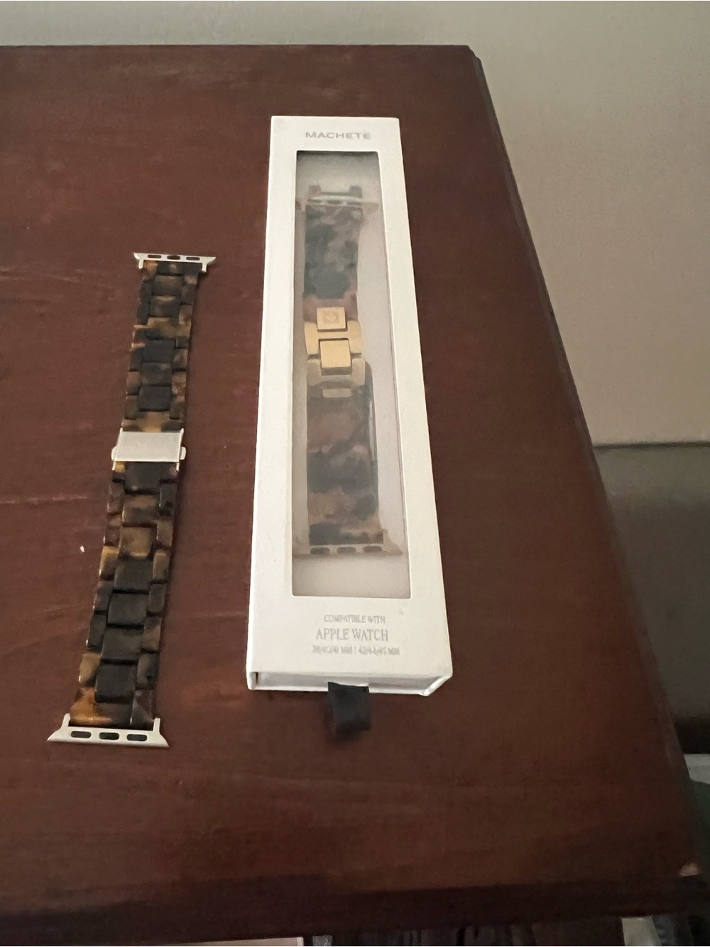 Tortoiseshell Link Watch Band with Gold Accents for Apple Watch